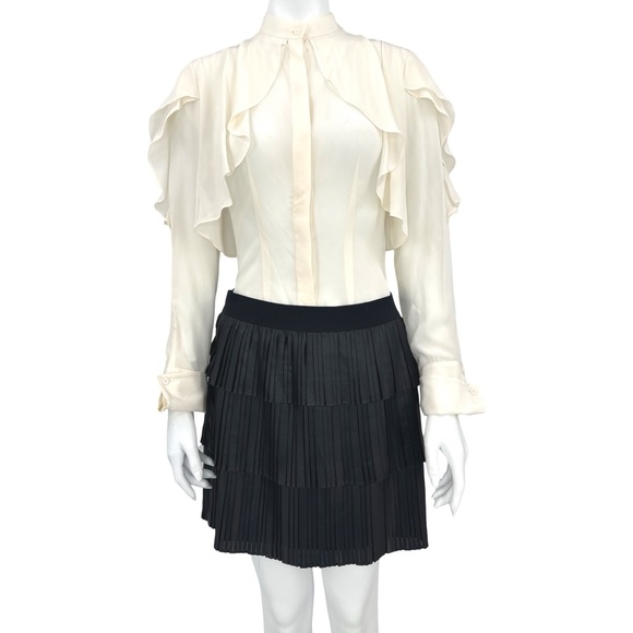 BcbgMaxAzria Runway Zana Black Mini Skirt, Inverted Pleats